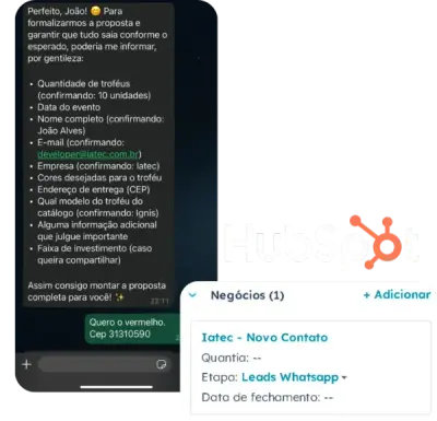 WhatsApp conversation with AI integrated with HubSpot